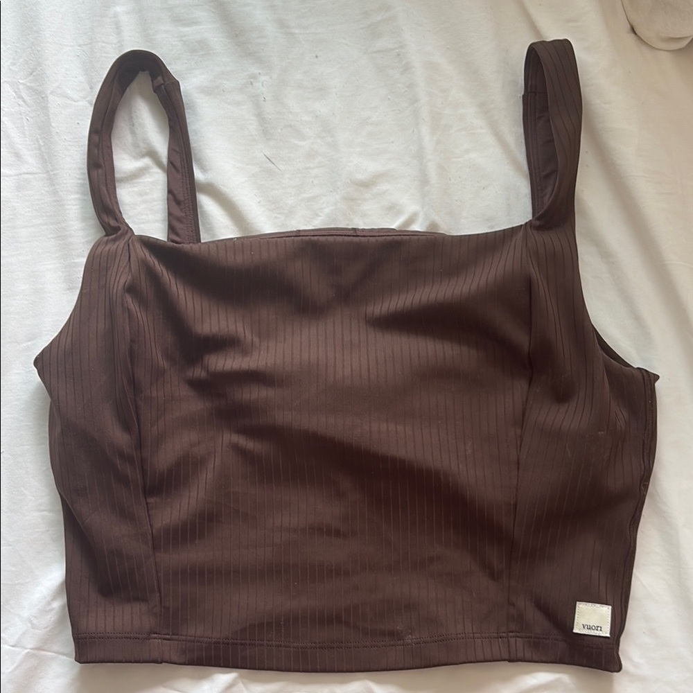 Brown Ribbed Tank Top Vouri